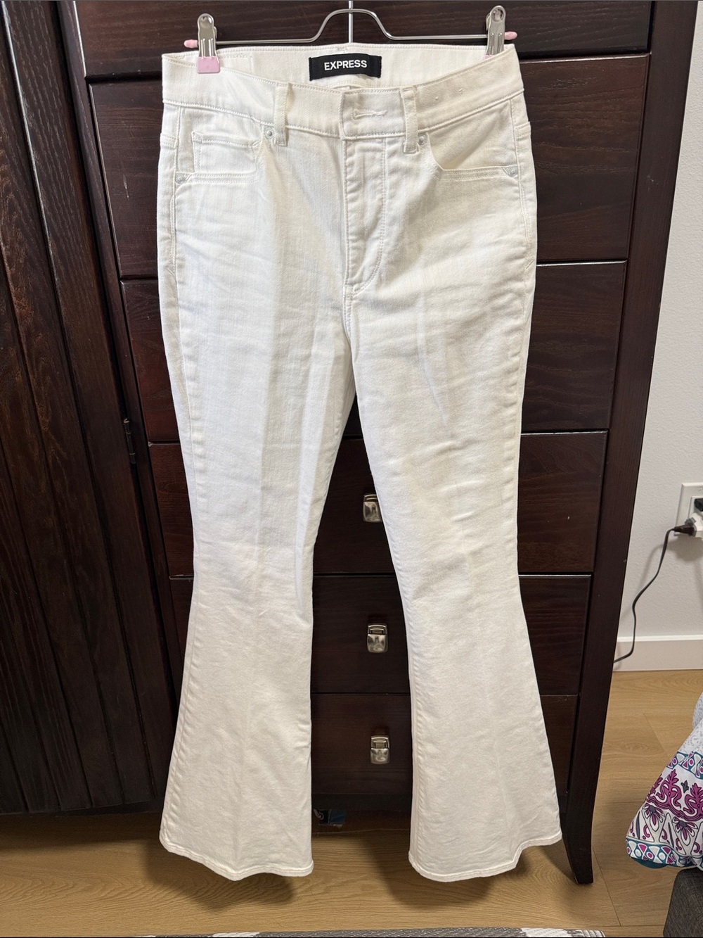 Express White Boot-Cut Flare Jeans